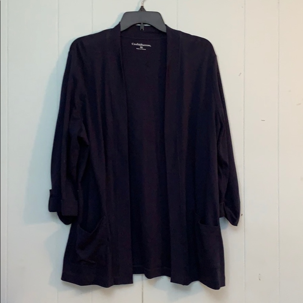 Croft & Barrow Navy Blue 3/4 Sleeve Cardigan Sz XL